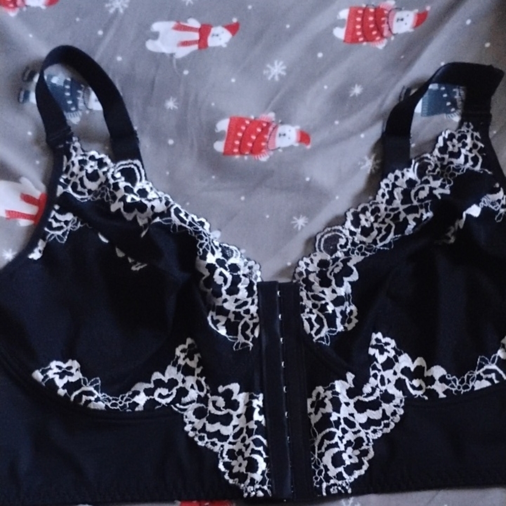 Elegant Black and White Lace Bra